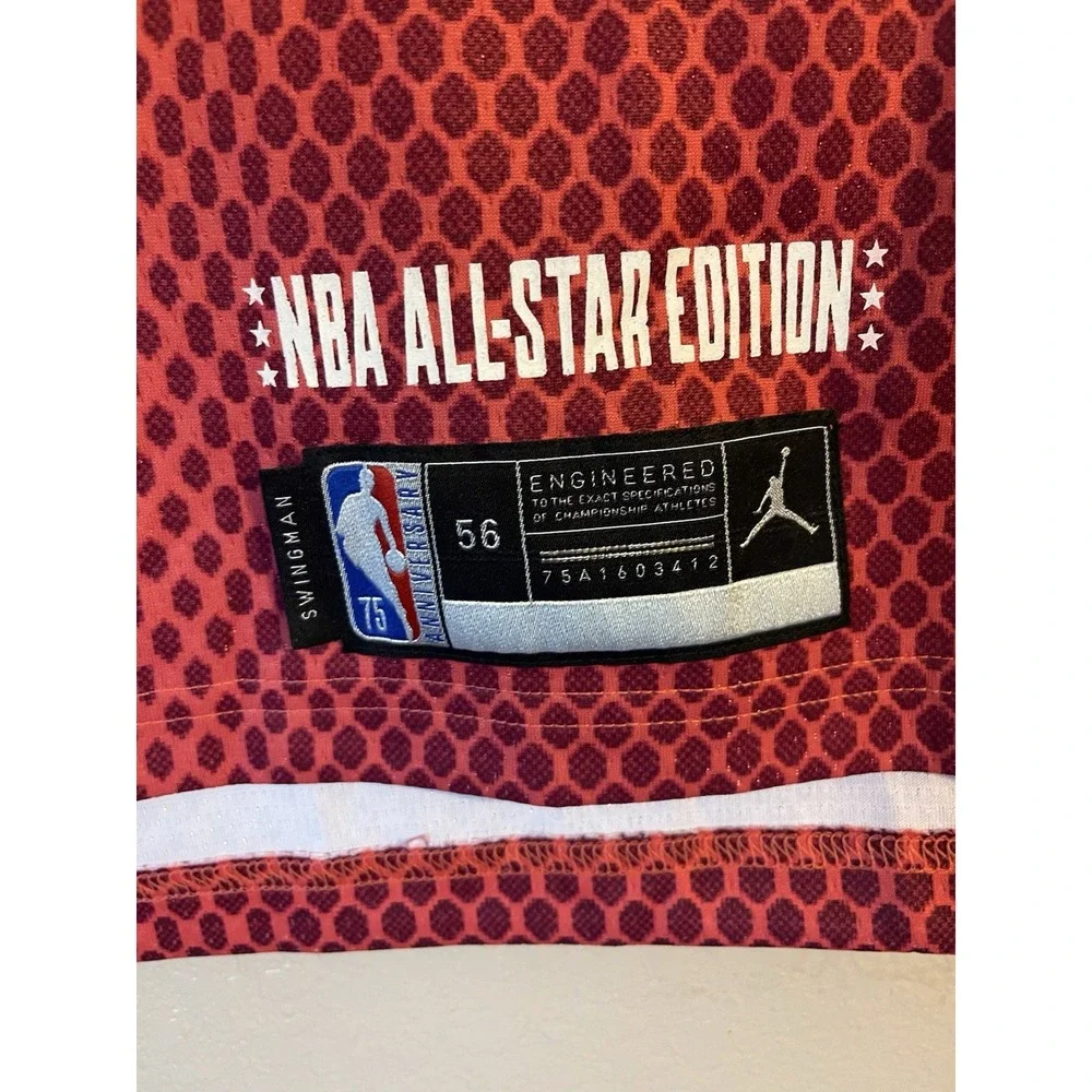 Men's 56 NBA All Star Edition James Harden Jordan 75th Anniversary Jersey Red